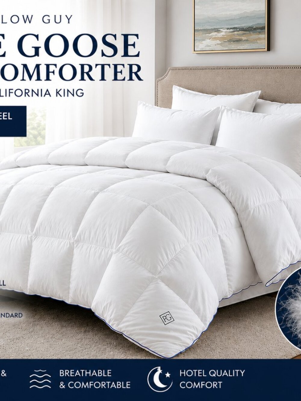 Pillow Guy White Goose Down Comforter, King/California King - White